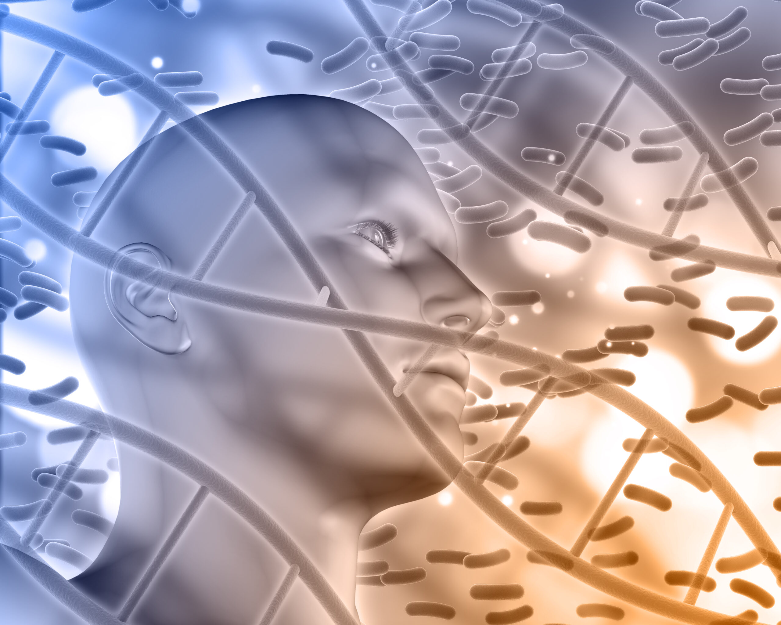 3D medical background with male head